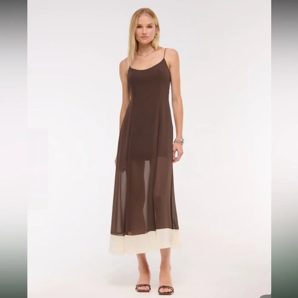 Abercrombie & Fitch Sheer Flowy Maxi Dress